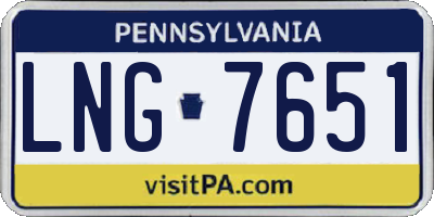 PA license plate LNG7651
