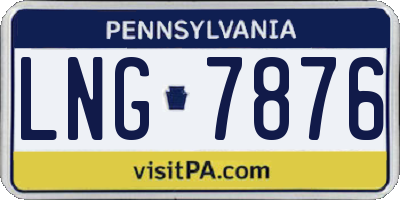 PA license plate LNG7876