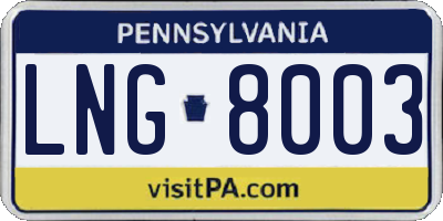 PA license plate LNG8003
