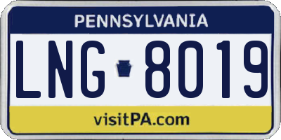 PA license plate LNG8019