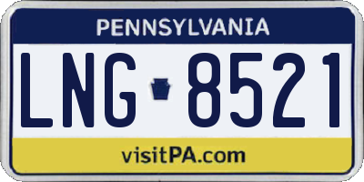 PA license plate LNG8521