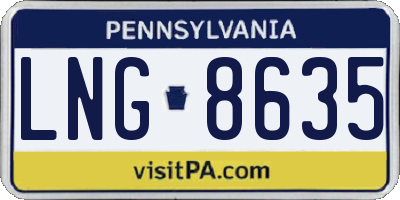 PA license plate LNG8635
