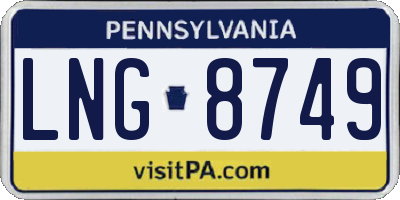 PA license plate LNG8749