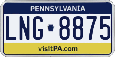 PA license plate LNG8875