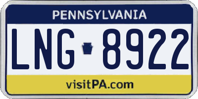 PA license plate LNG8922