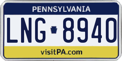 PA license plate LNG8940