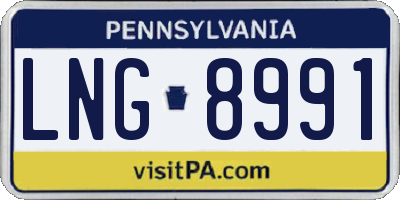 PA license plate LNG8991