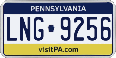PA license plate LNG9256