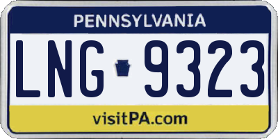 PA license plate LNG9323
