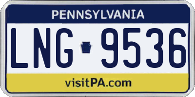 PA license plate LNG9536