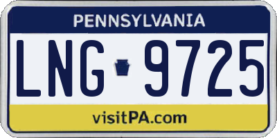 PA license plate LNG9725