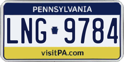 PA license plate LNG9784