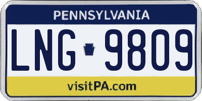 PA license plate LNG9809