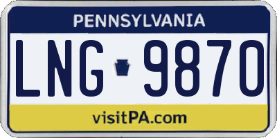 PA license plate LNG9870