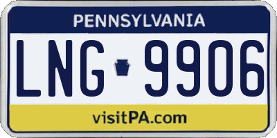 PA license plate LNG9906