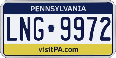 PA license plate LNG9972