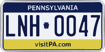 PA license plate LNH0047
