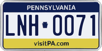 PA license plate LNH0071