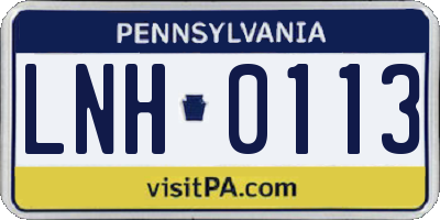 PA license plate LNH0113