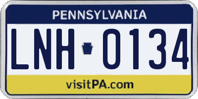 PA license plate LNH0134