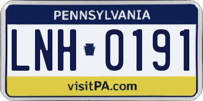 PA license plate LNH0191