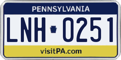 PA license plate LNH0251