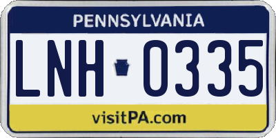 PA license plate LNH0335