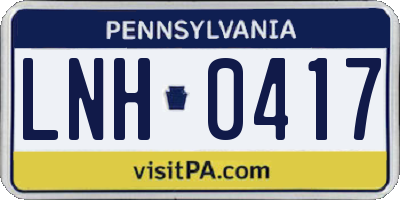 PA license plate LNH0417