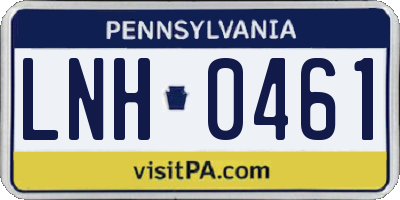 PA license plate LNH0461