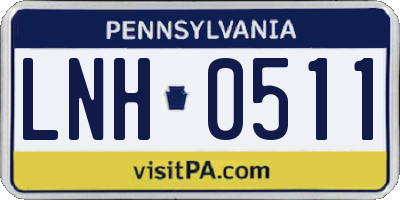 PA license plate LNH0511