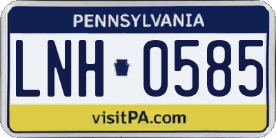 PA license plate LNH0585