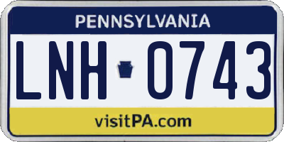 PA license plate LNH0743