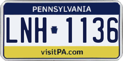 PA license plate LNH1136
