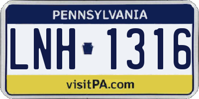PA license plate LNH1316