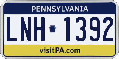 PA license plate LNH1392