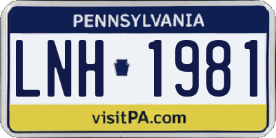 PA license plate LNH1981