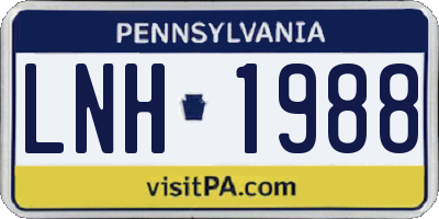 PA license plate LNH1988