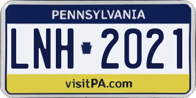 PA license plate LNH2021