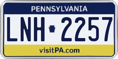 PA license plate LNH2257