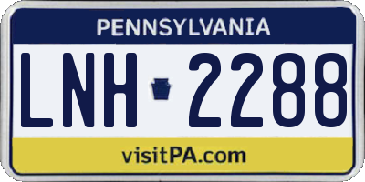 PA license plate LNH2288