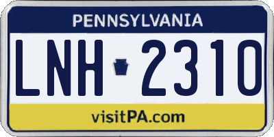 PA license plate LNH2310