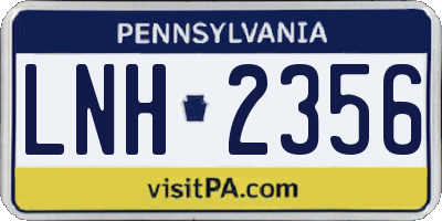 PA license plate LNH2356
