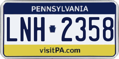 PA license plate LNH2358