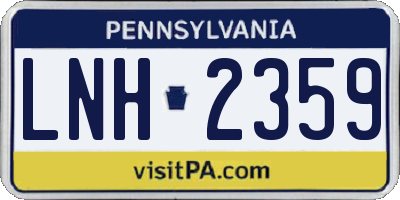 PA license plate LNH2359