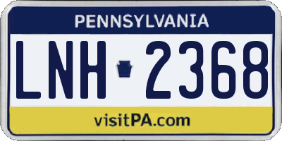 PA license plate LNH2368