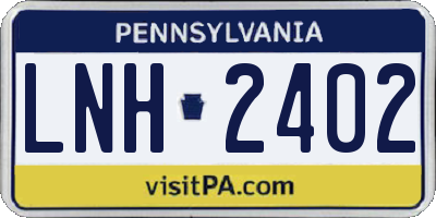 PA license plate LNH2402
