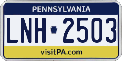 PA license plate LNH2503