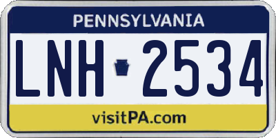 PA license plate LNH2534