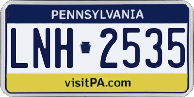 PA license plate LNH2535