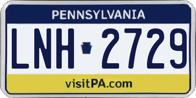 PA license plate LNH2729